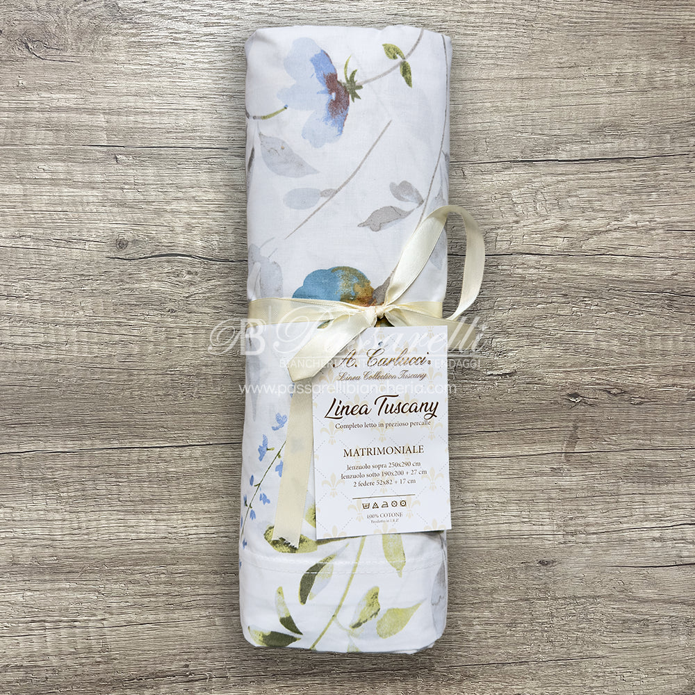 Carlucci Completo Lenzuola Matrimoniale in cotone Percalle - Vari Disegni 2602S32