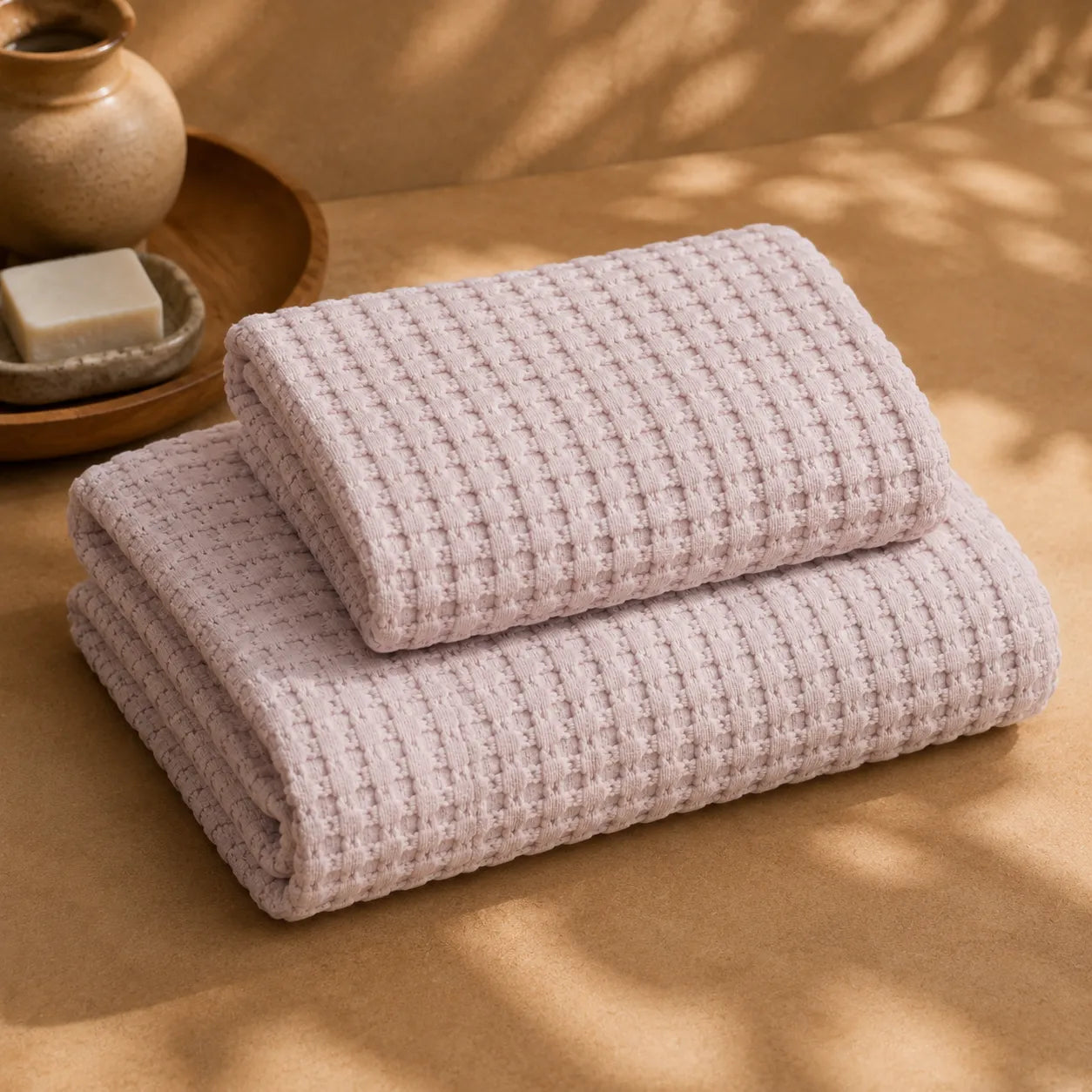 Biancoperla Set Asciugamani 1+1 a Nido d'Ape 100% Cotone Milo