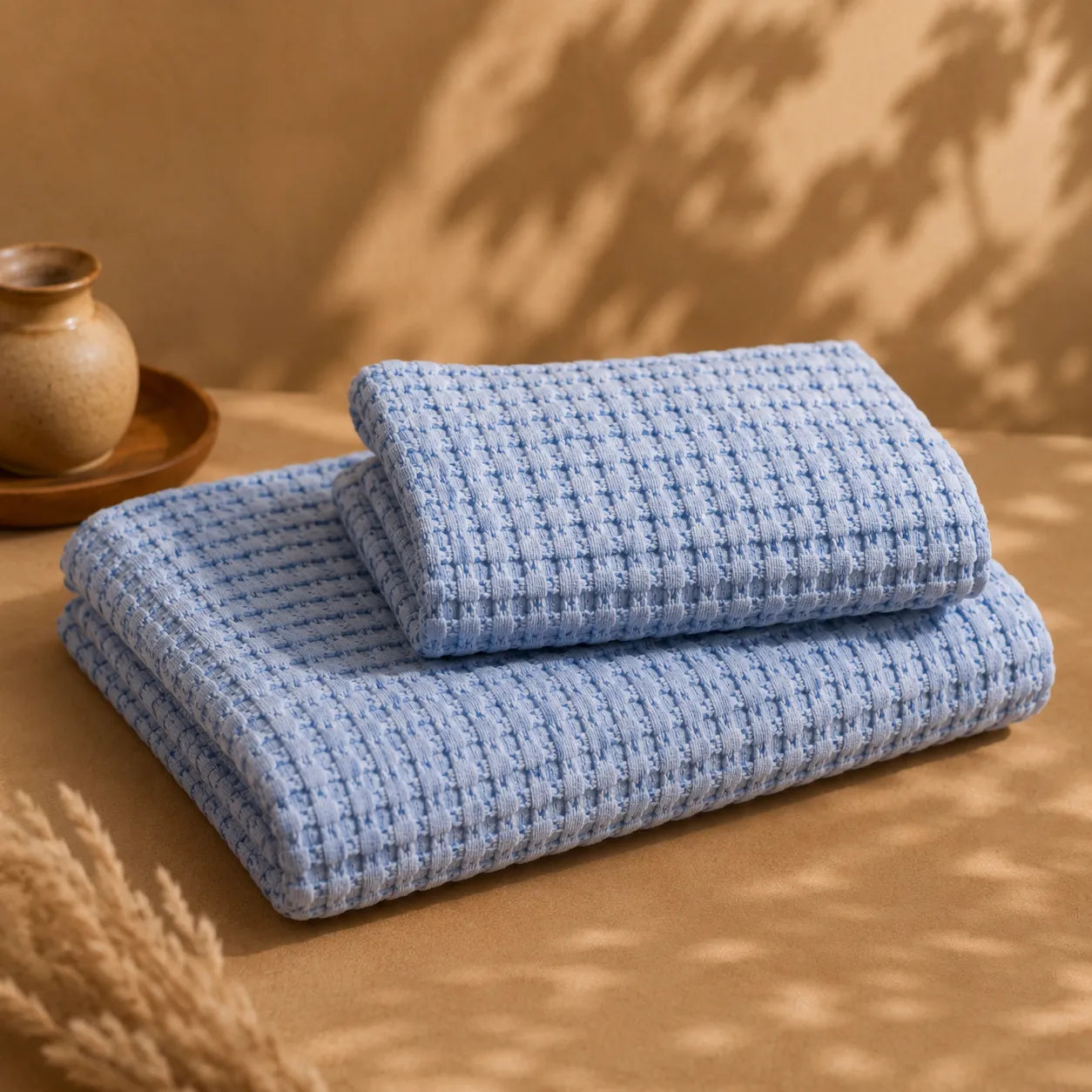 Biancoperla Set Asciugamani 1+1 a Nido d'Ape 100% Cotone Milo