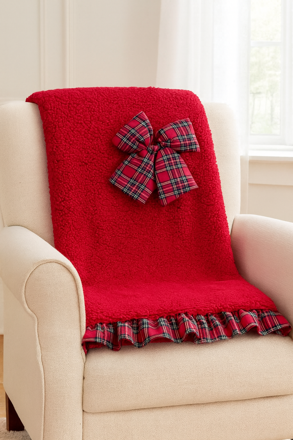 Blanc Mariclò Plaid Scotland Fiocco 140×170cm A38924 Rosso