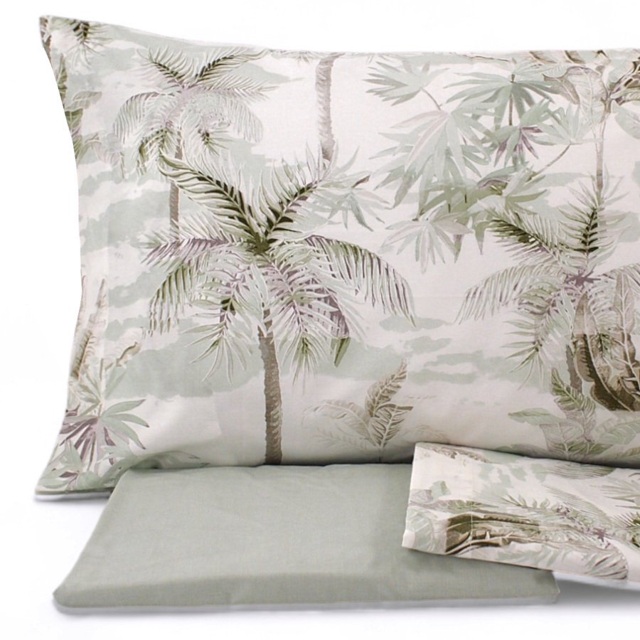 Zucchi Completo Lenzuola Matrimoniale in Percalle Palm Tree S82