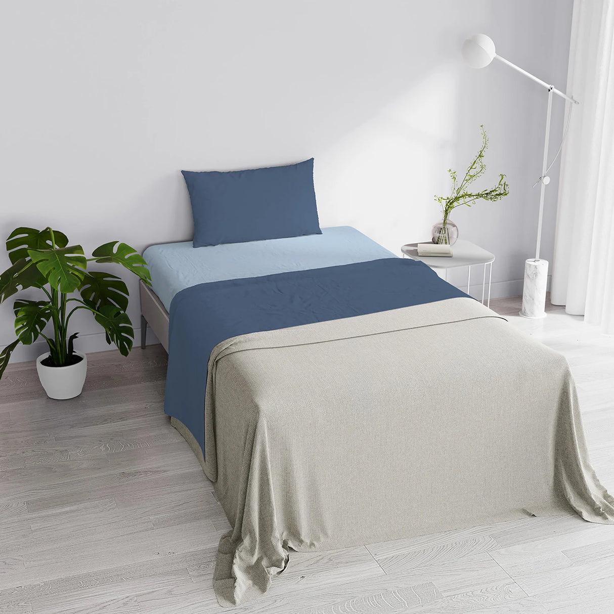 Completo Lenzuola in Puro Cotone Tinta Unita Colors Double - Varie Dimensioni