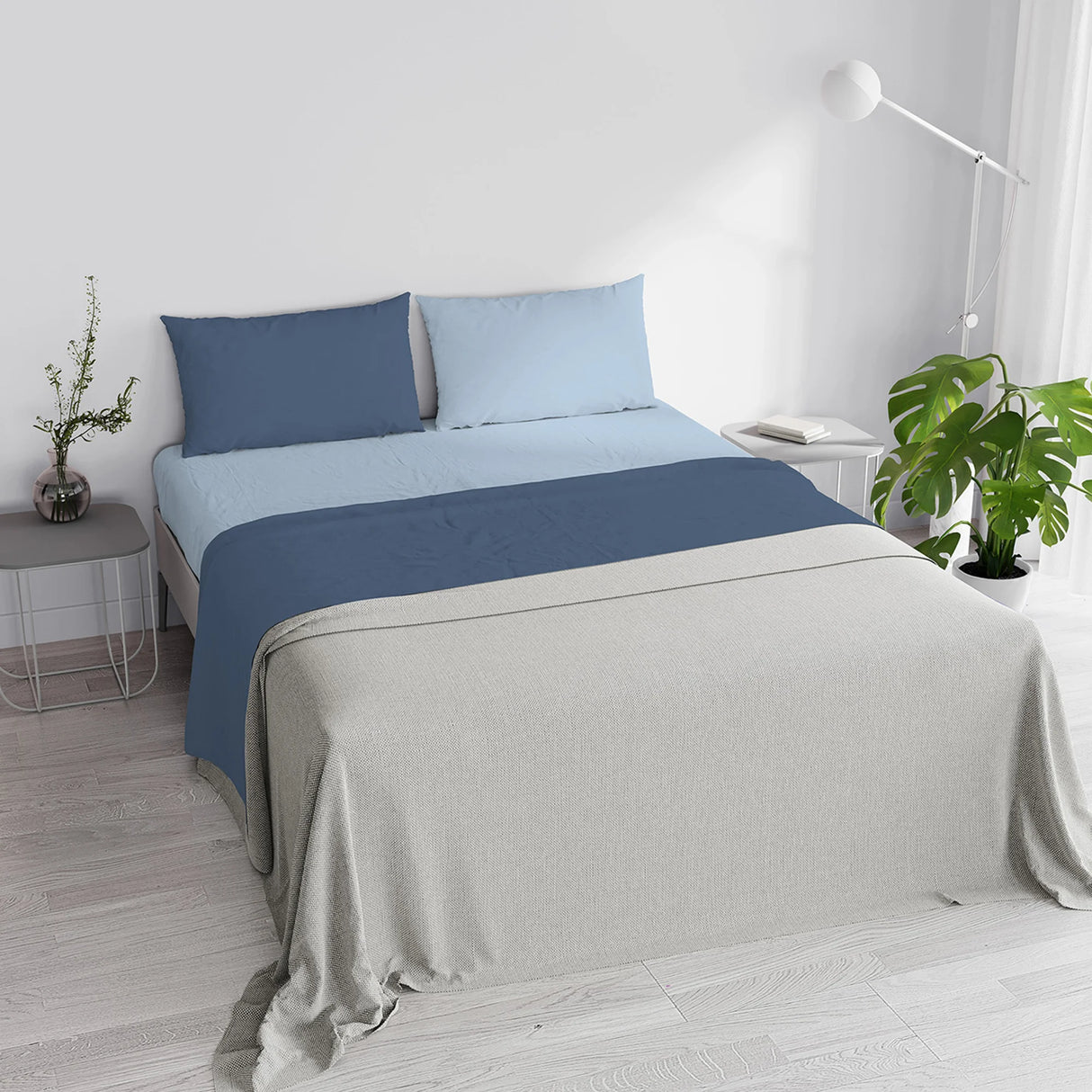 Completo Lenzuola in Puro Cotone Tinta Unita Colors Double - Varie Dimensioni