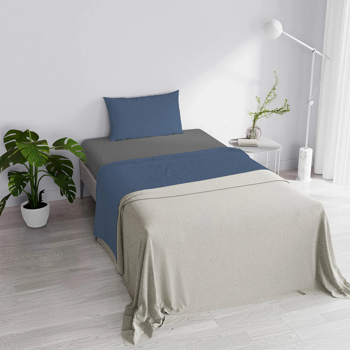 Completo Lenzuola in Puro Cotone Tinta Unita Colors Double - Varie Dimensioni