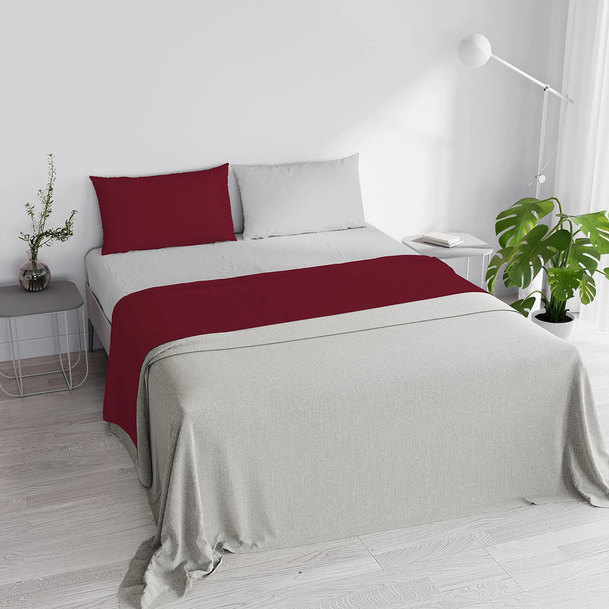 Completo Lenzuola in Puro Cotone Tinta Unita Colors Double - Varie Dimensioni