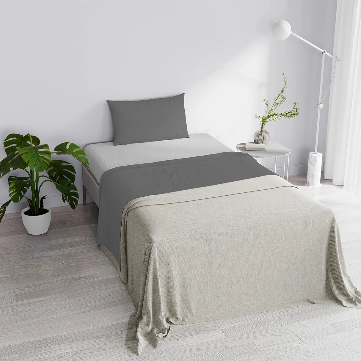 Completo Lenzuola in Puro Cotone Tinta Unita Colors Double - Varie Dimensioni