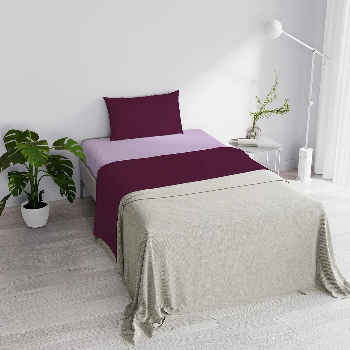 Completo Lenzuola in Puro Cotone Tinta Unita Colors Double - Varie Dimensioni