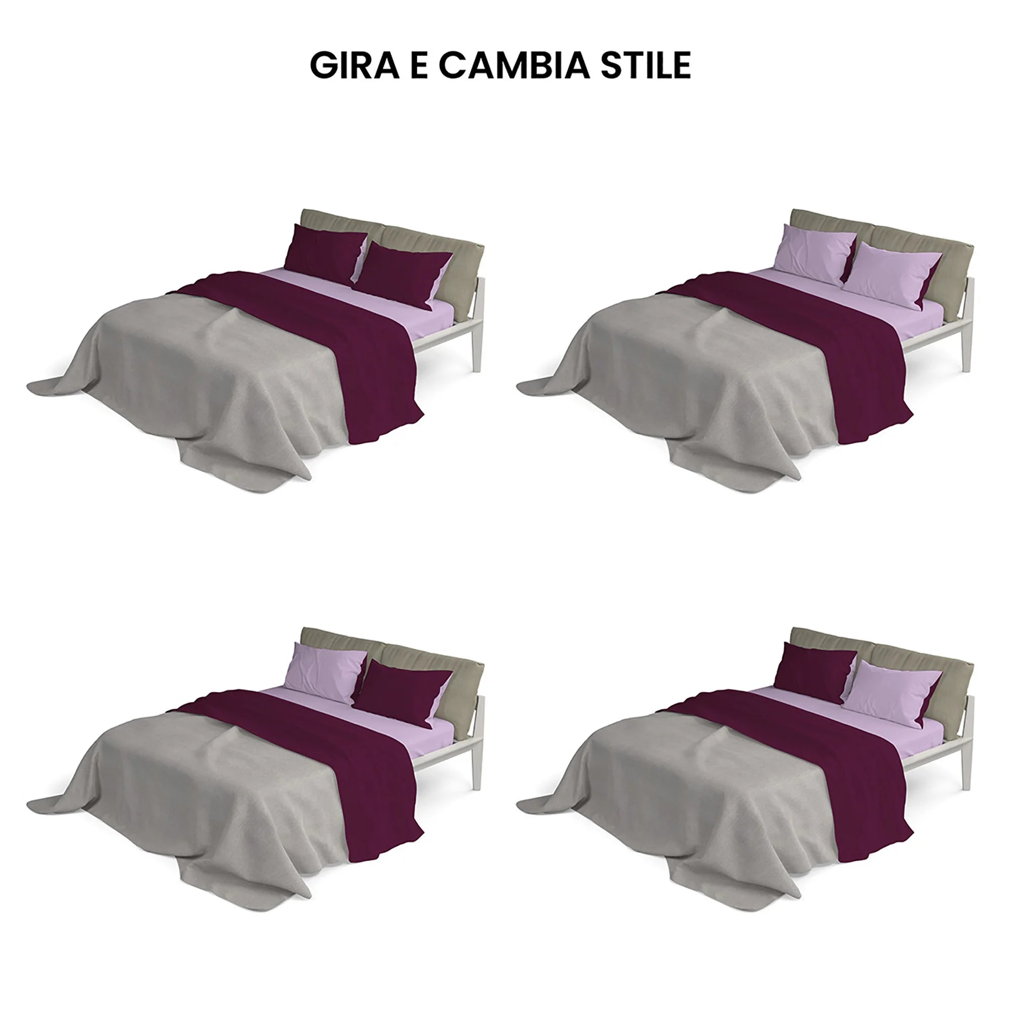Completo Lenzuola in Puro Cotone Tinta Unita Colors Double - Varie Dimensioni