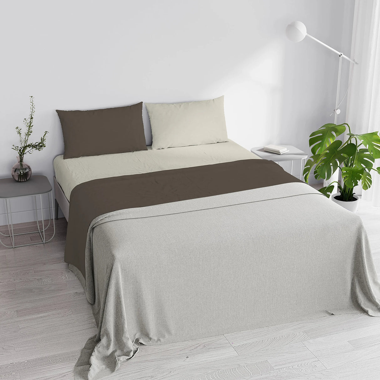 Completo Lenzuola in Puro Cotone Tinta Unita Colors Double - Varie Dimensioni