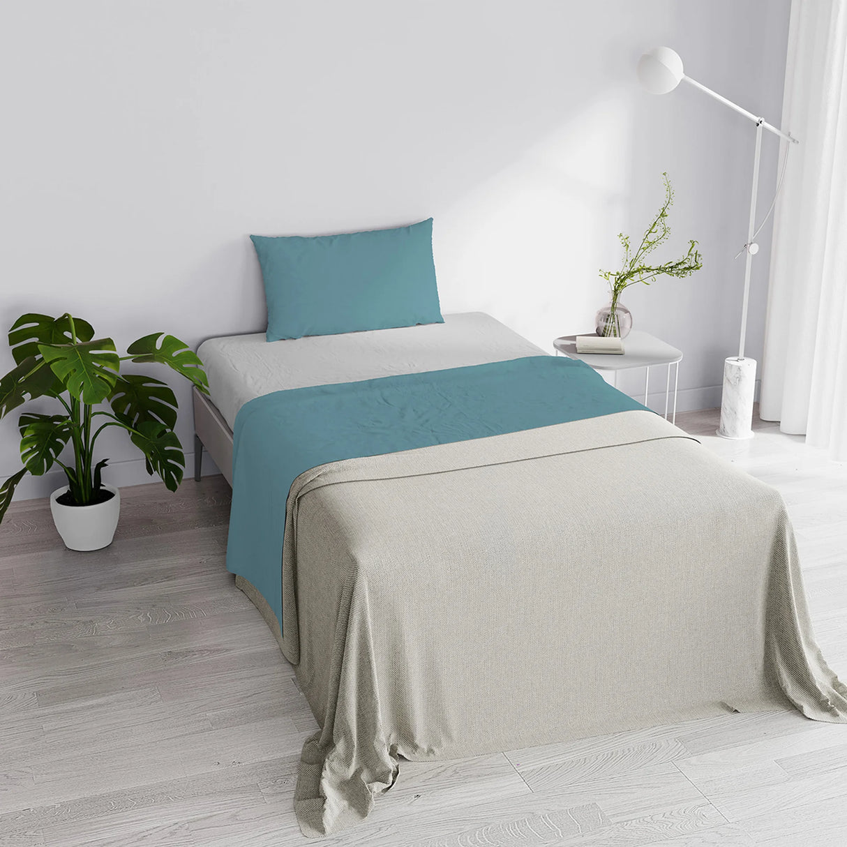 Completo Lenzuola in Puro Cotone Tinta Unita Colors Double - Varie Dimensioni