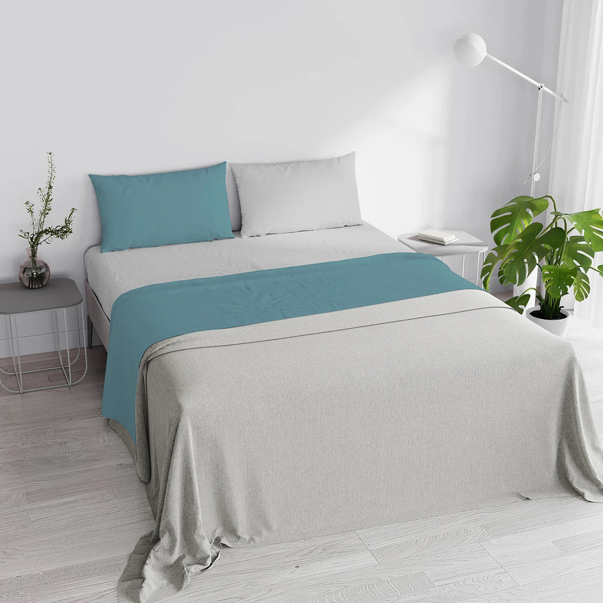 Completo Lenzuola in Puro Cotone Tinta Unita Colors Double - Varie Dimensioni