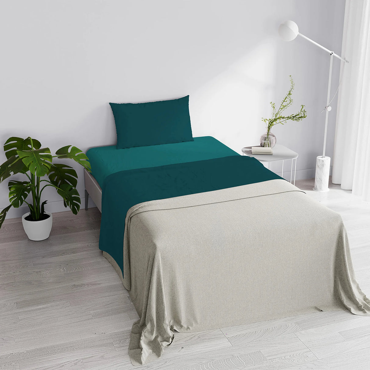 Completo Lenzuola in Puro Cotone Tinta Unita Colors Double - Varie Dimensioni