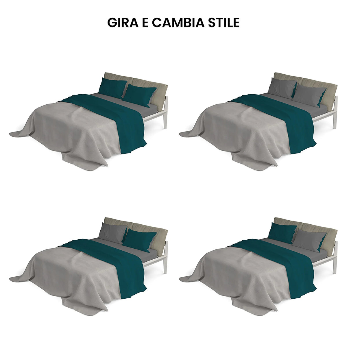 Completo Lenzuola in Puro Cotone Tinta Unita Colors Double - Varie Dimensioni