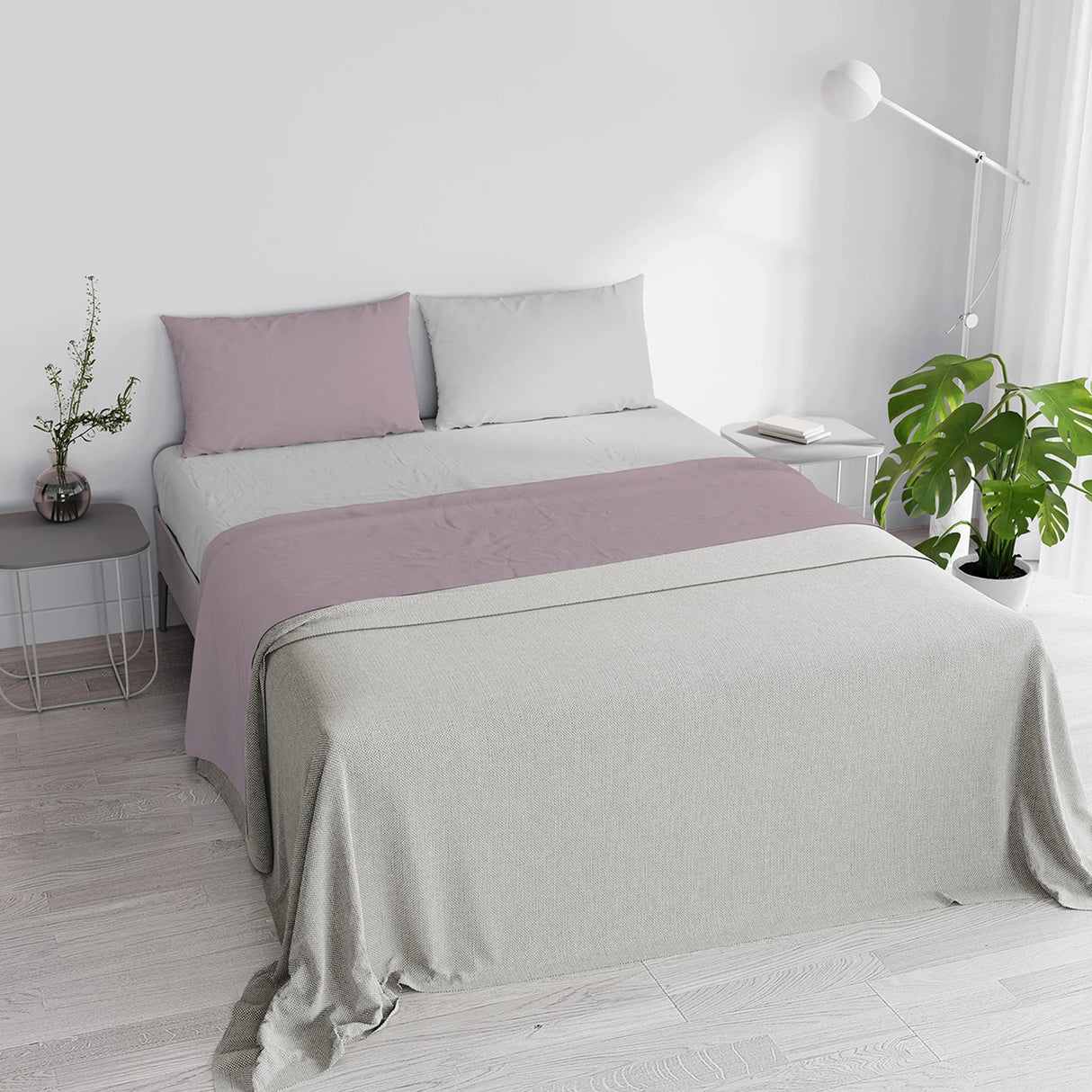 Completo Lenzuola in Puro Cotone Tinta Unita Colors Double - Varie Dimensioni