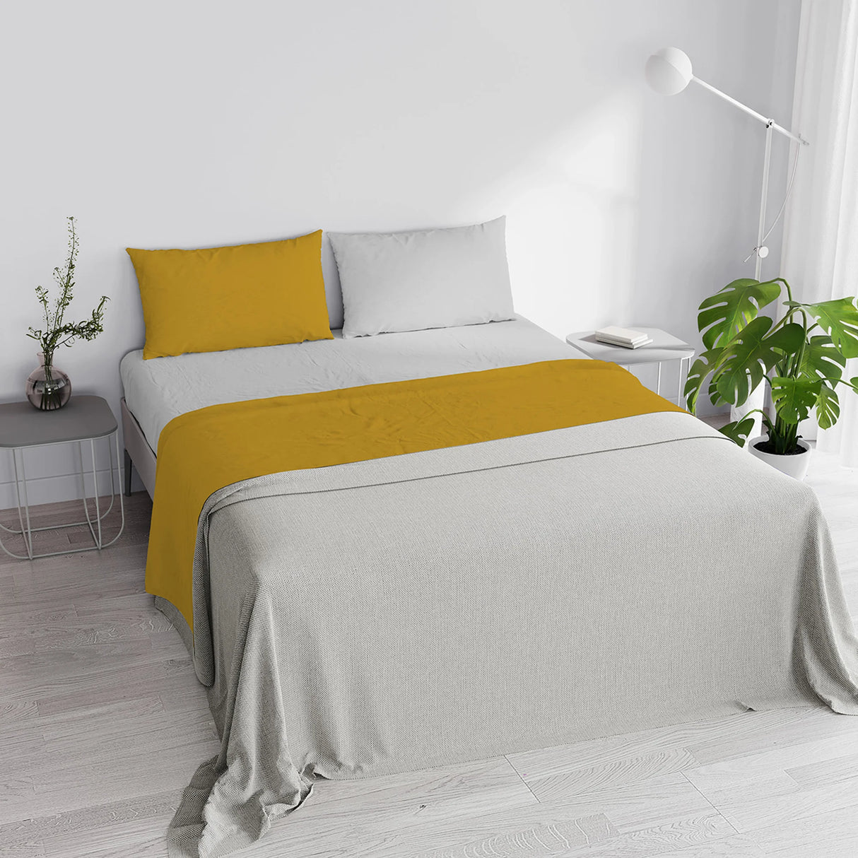 Completo Lenzuola in Puro Cotone Tinta Unita Colors Double - Varie Dimensioni