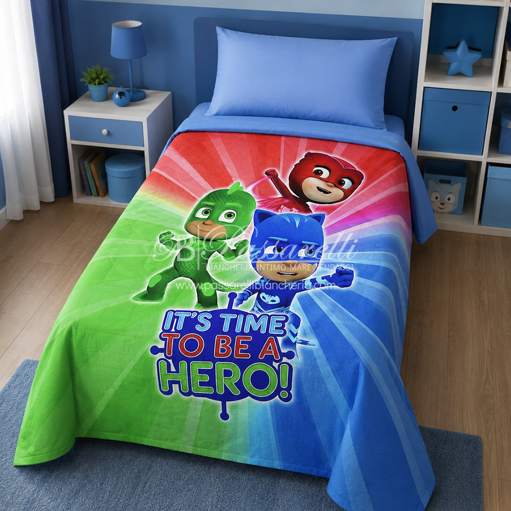Copriletto leggero Super pigiamini PJ Masks in cotone Singolo 2003S32