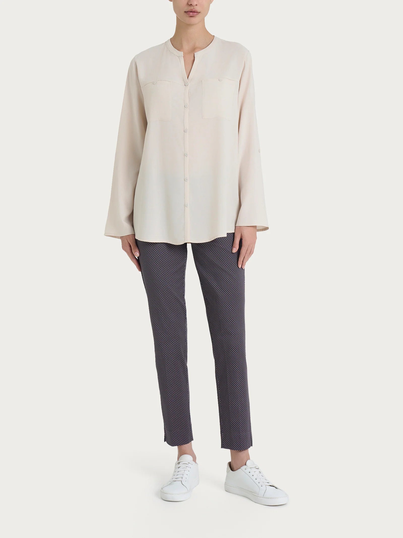 Ragno Camicia con collo alla coreana in EcoSeta DM64SI 2504S38