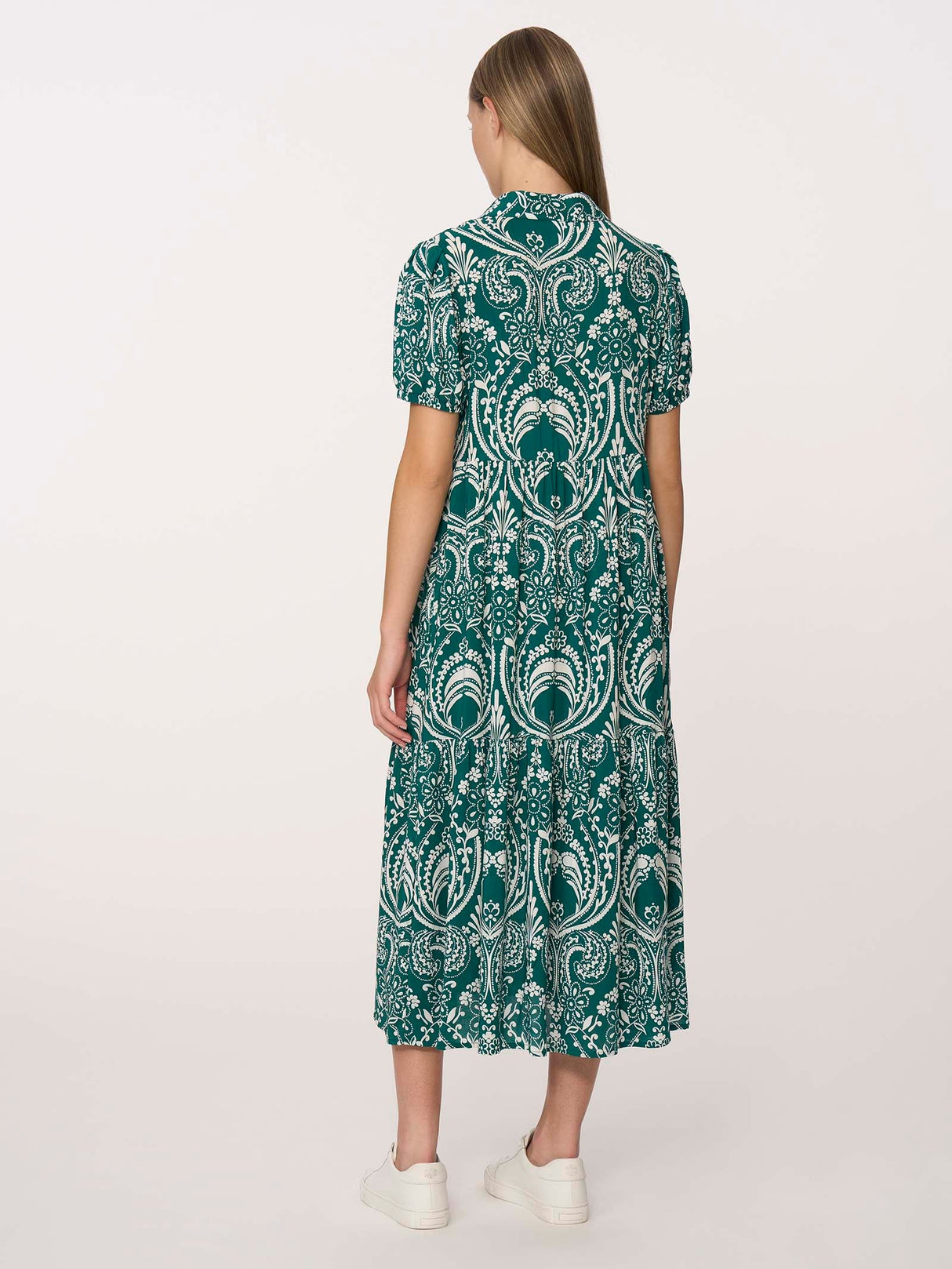 Ragno Abito chemisier lungo a balze aperto Maniche Corte in EcoSeta DM84DN S70