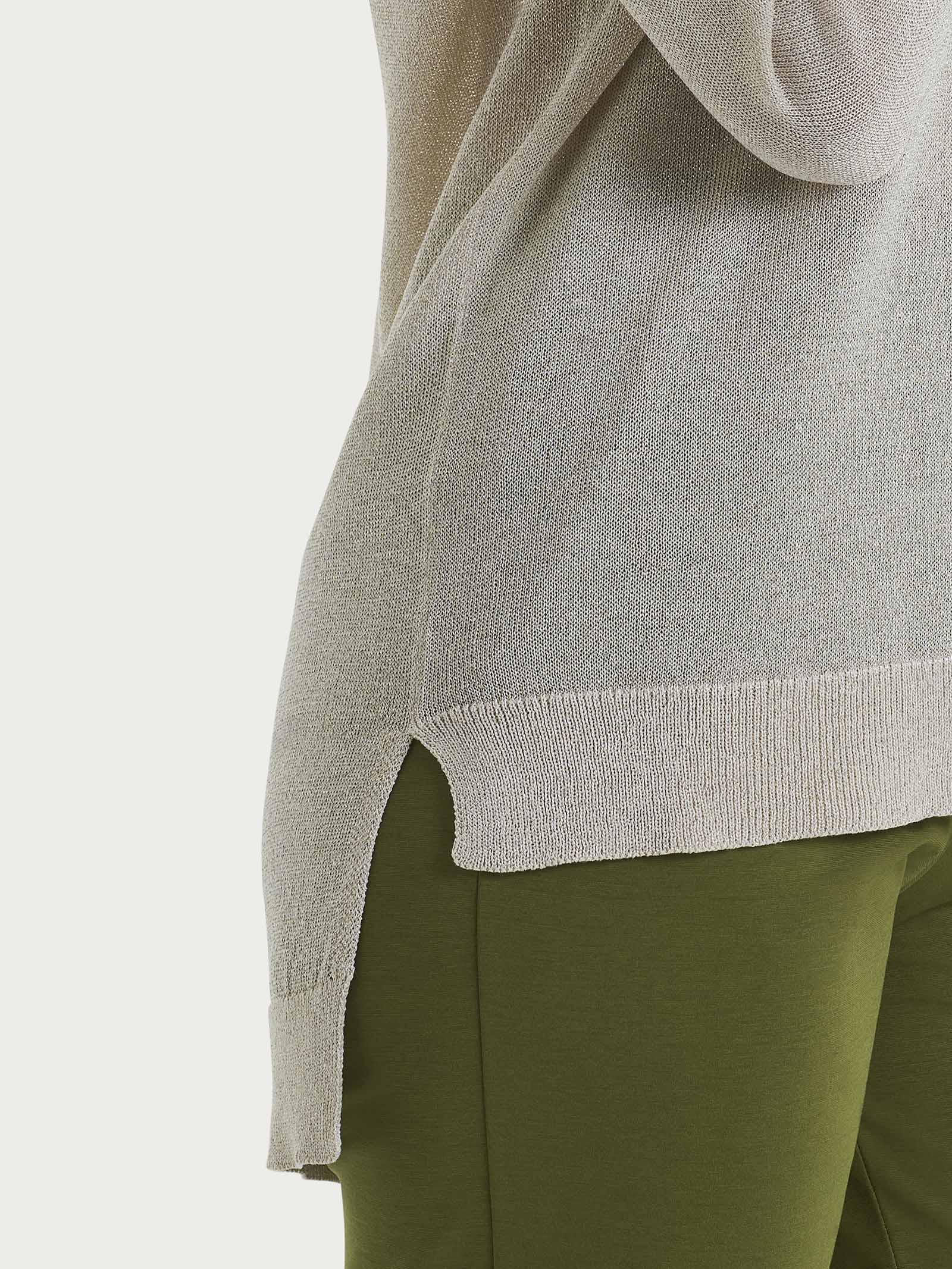 Ragno Maglia con scollo a V e manica lunga in Crêpe Lurex DN05M2 2504S38