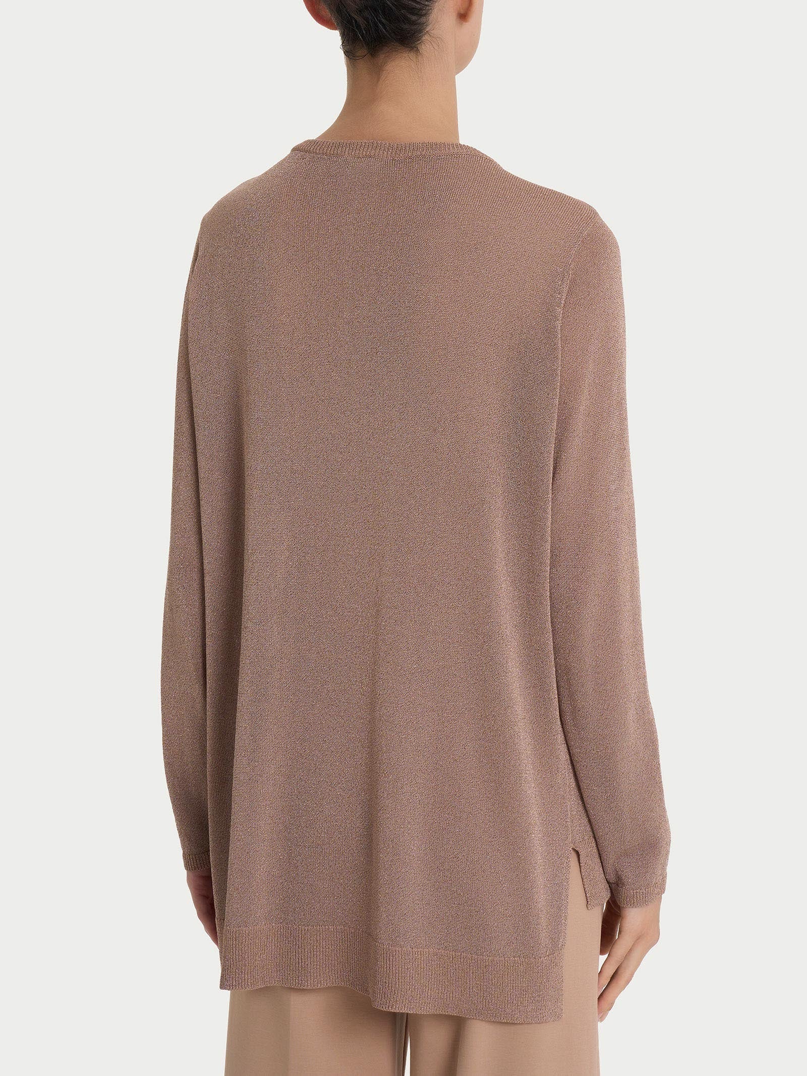 Ragno Maglia con scollo a V e manica lunga in Crêpe Lurex DN05M2 2504S38