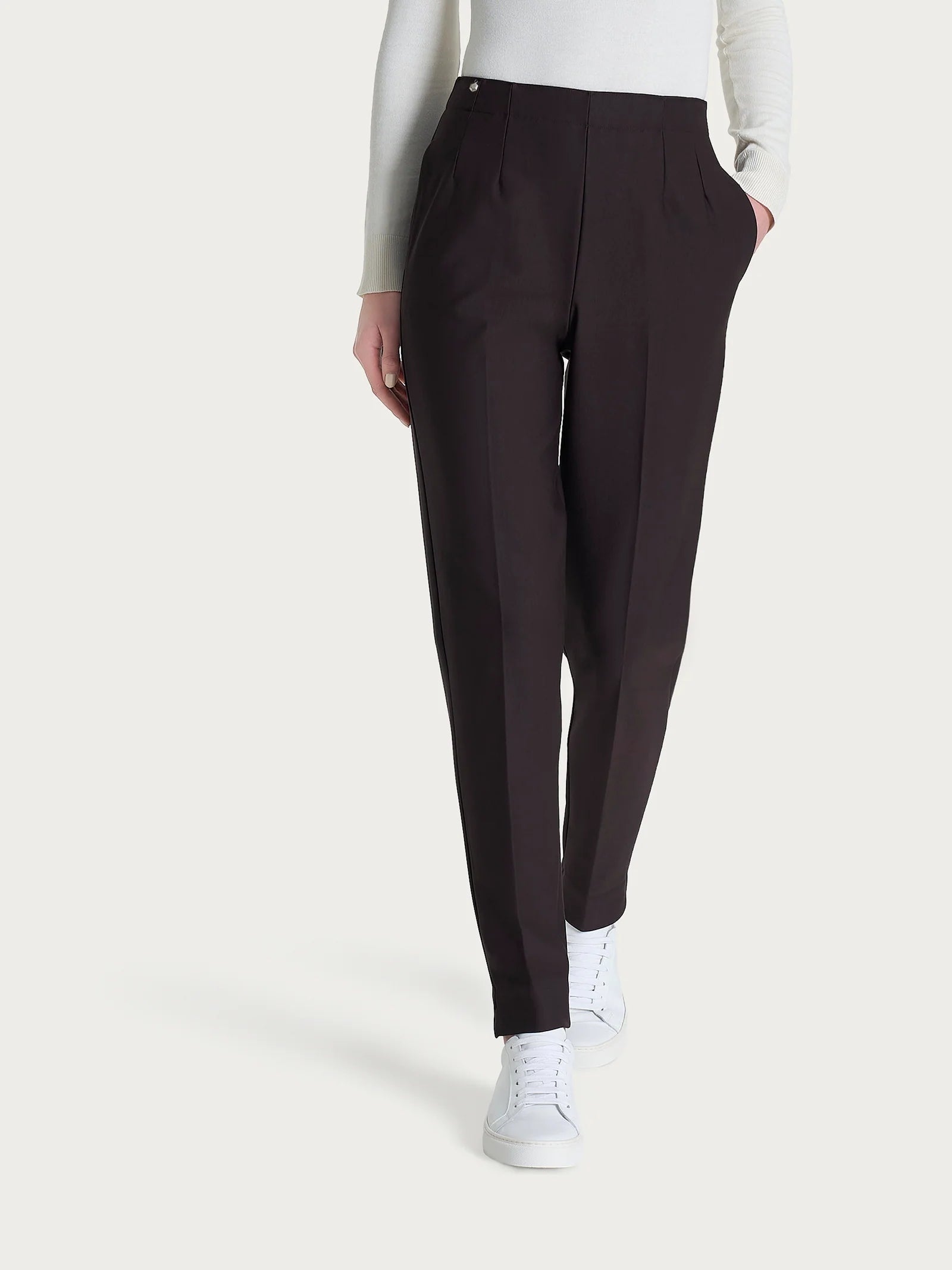 Ragno Pantalone Invernale da Donna a carota con tasche in tessuto Compact DO32PS A75 Chocolate Torte