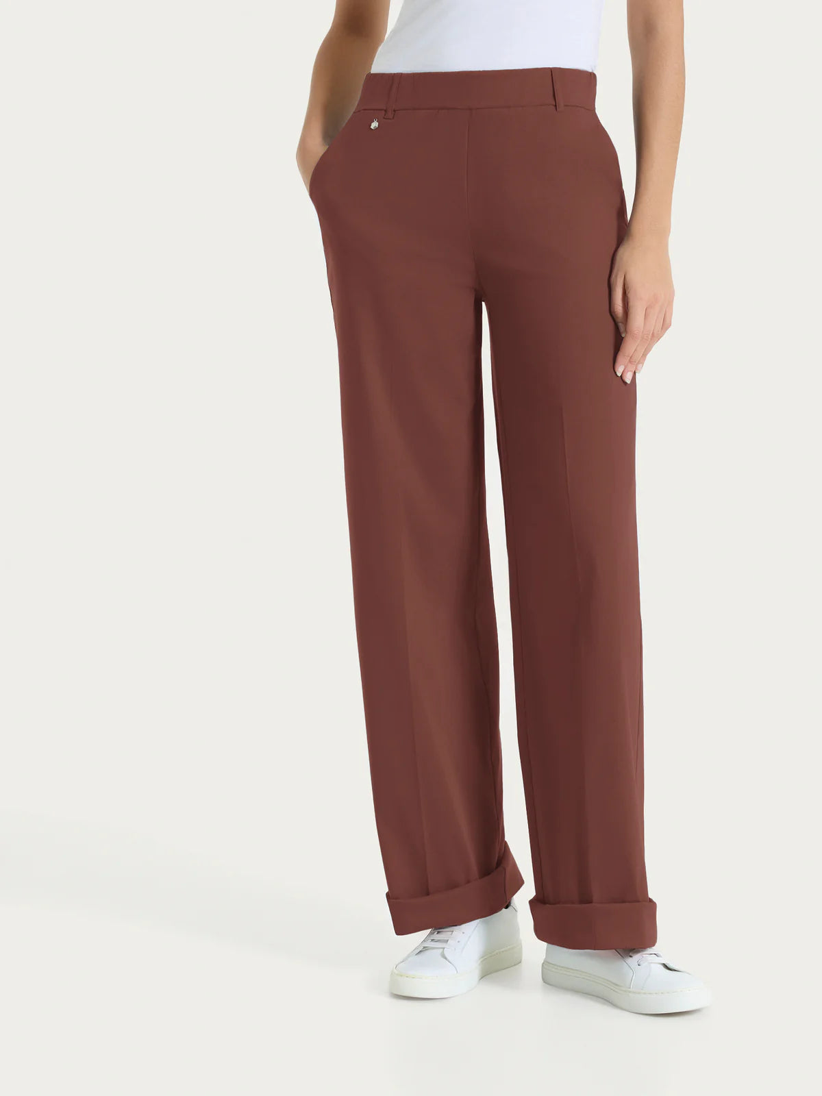 Ragno Pantalone ampio con tasche e risvolto in Super Fresh DP23P4 S45