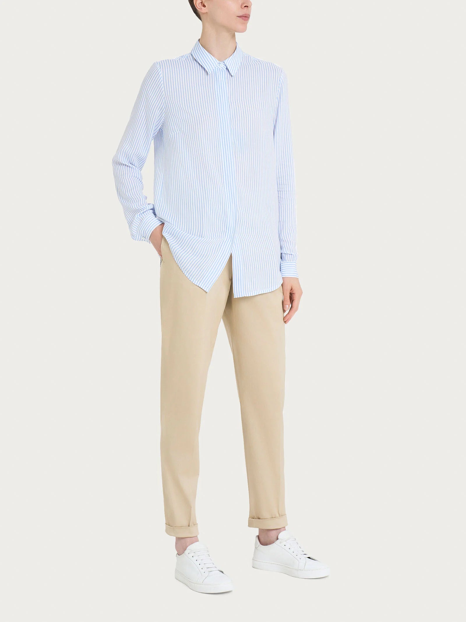 Ragno Camicia da Donna con stripes e manica lunga in Ecoseta DP92SC 2504S46