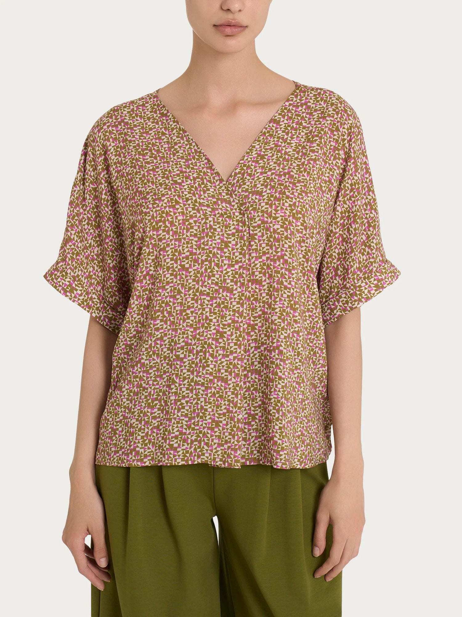 Ragno Blusa con geometric pattern e manica kimono in Ecoseta DQ25SX 2504S30
