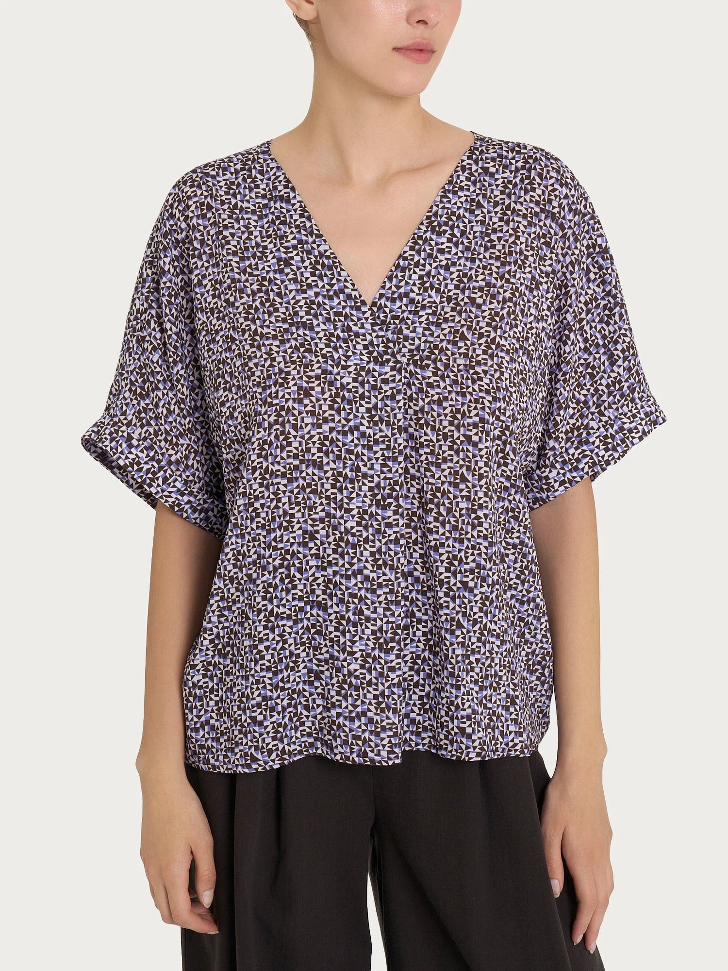 Ragno Blusa con geometric pattern e manica kimono in Ecoseta DQ25SX 2504S30