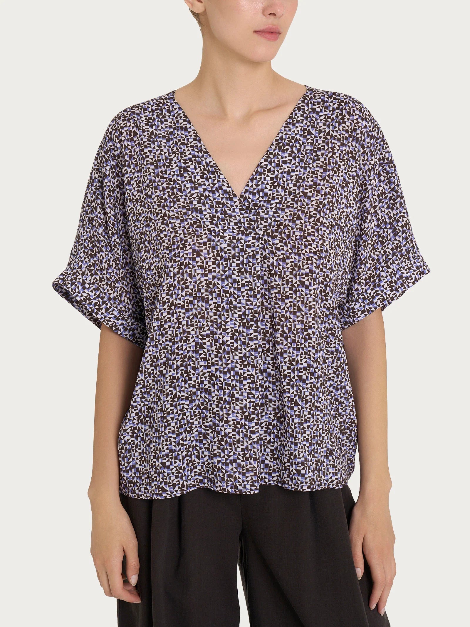 Ragno Blusa con geometric pattern e manica kimono in Ecoseta DQ25SX 2504S30