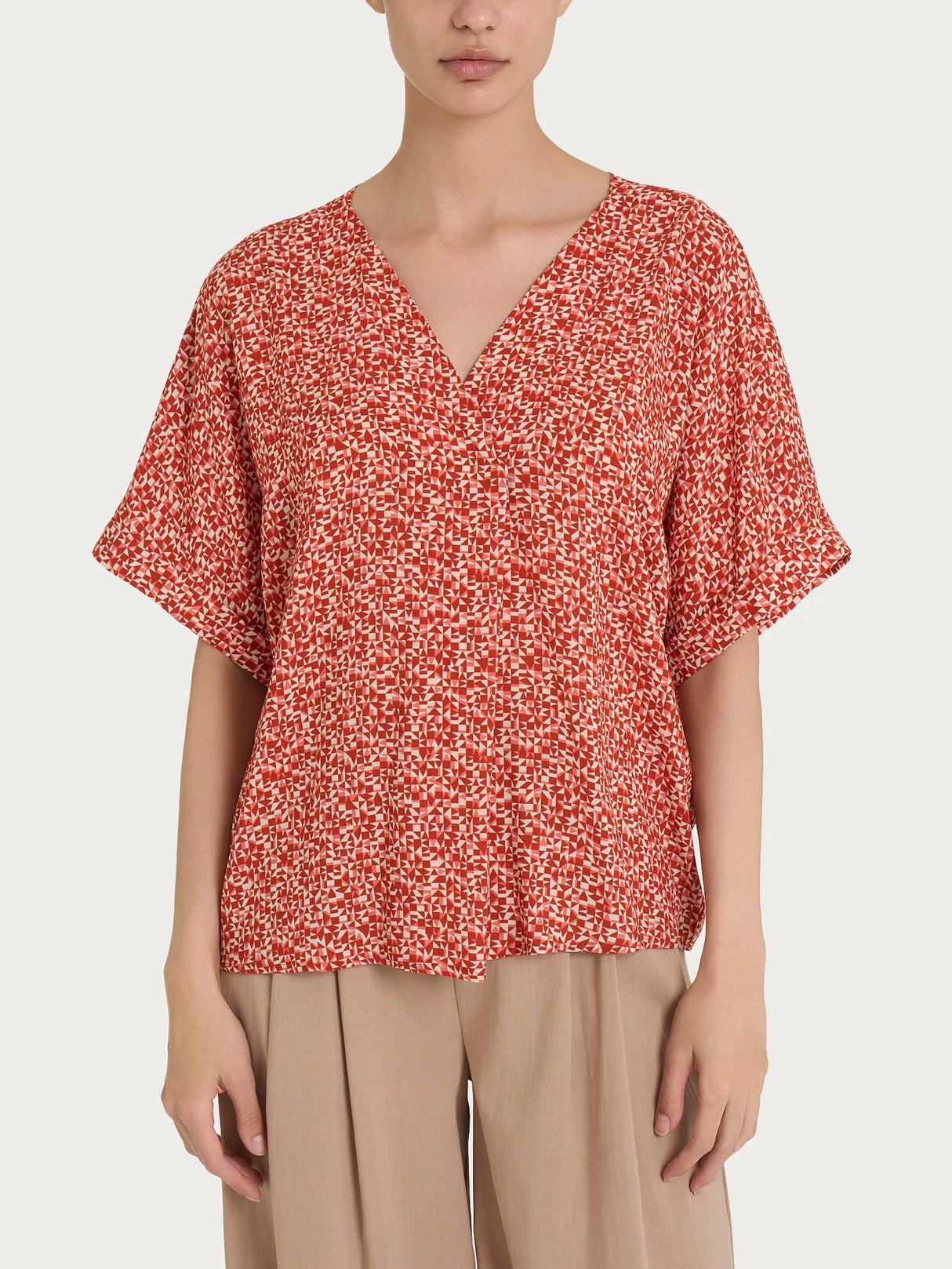 Ragno Blusa con geometric pattern e manica kimono in Ecoseta DQ25SX 2504S30