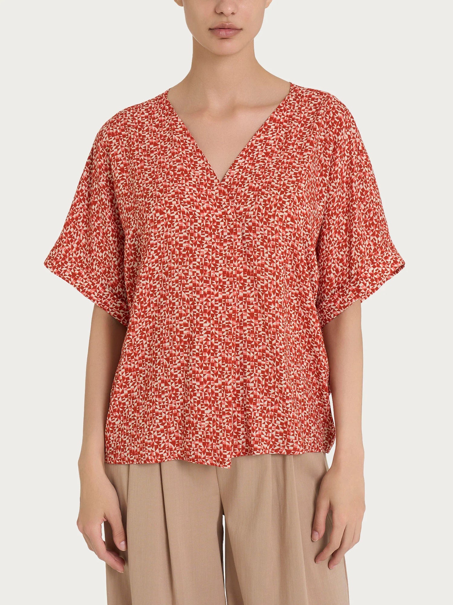Ragno Blusa con geometric pattern e manica kimono in Ecoseta DQ25SX 2504S30