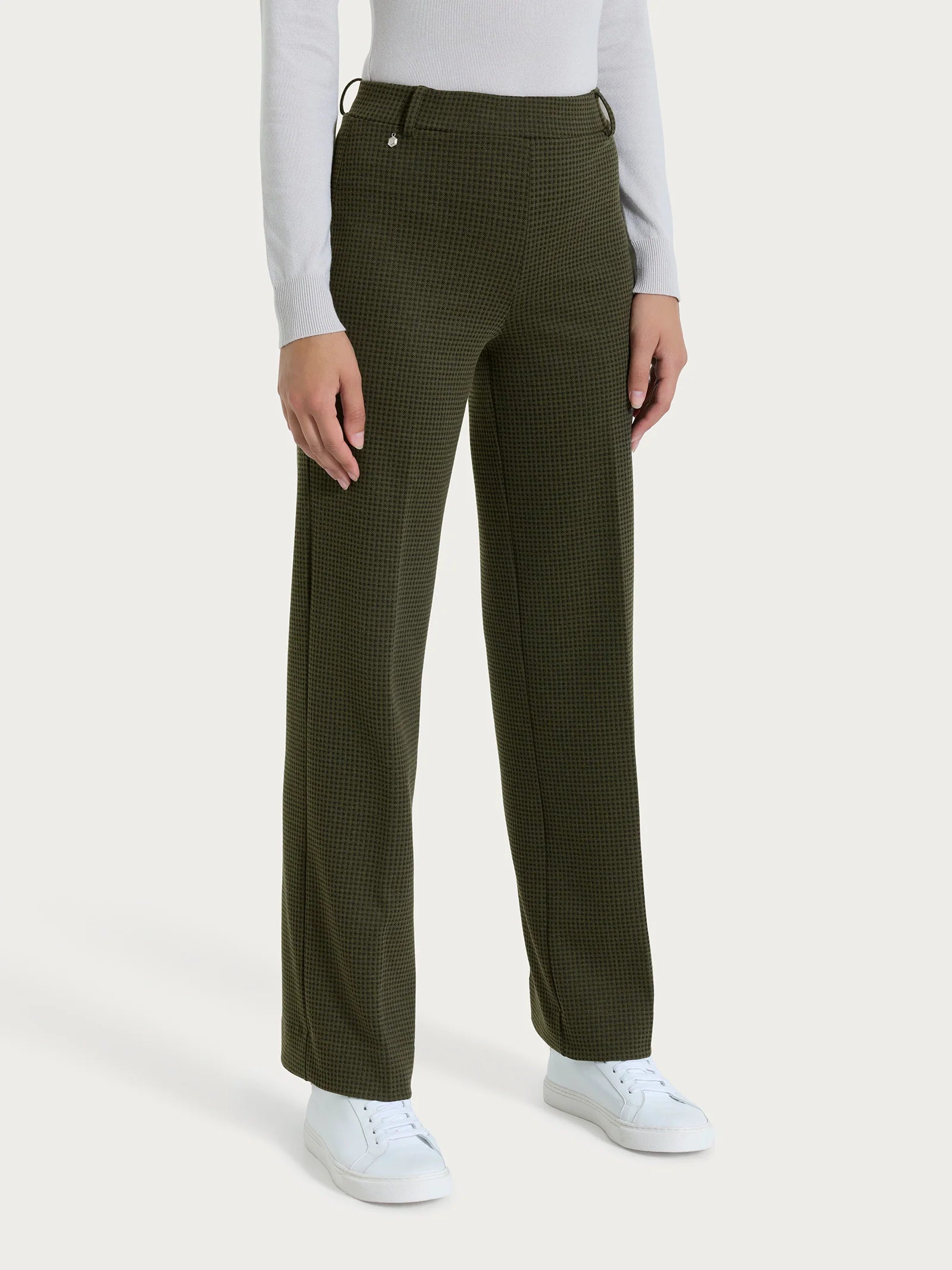 Ragno Pantalone ampio con tasche e micro check in Eco Jacquard DR49PE 2510S54