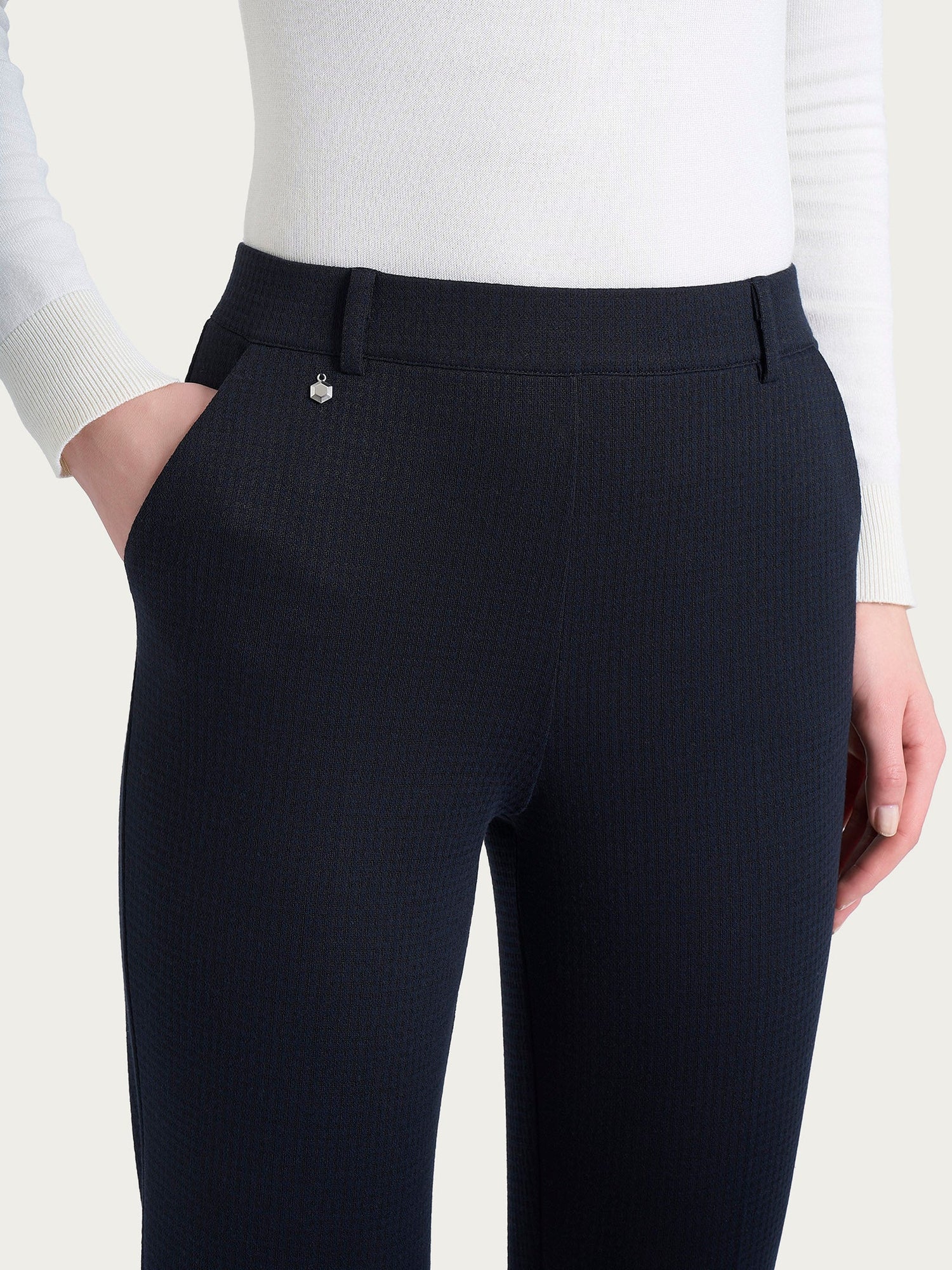 Ragno Pantalone dritto con tasche e micro check in Eco Jacquard  DR49PP 2510S54