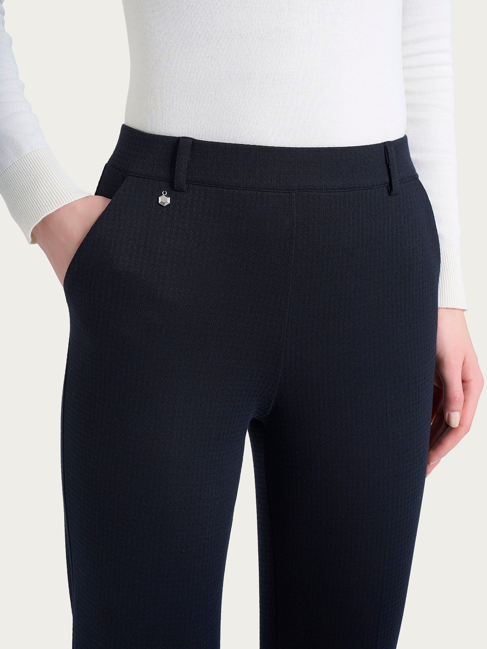 Ragno Pantalone dritto con tasche e micro check in Eco Jacquard DR49PP