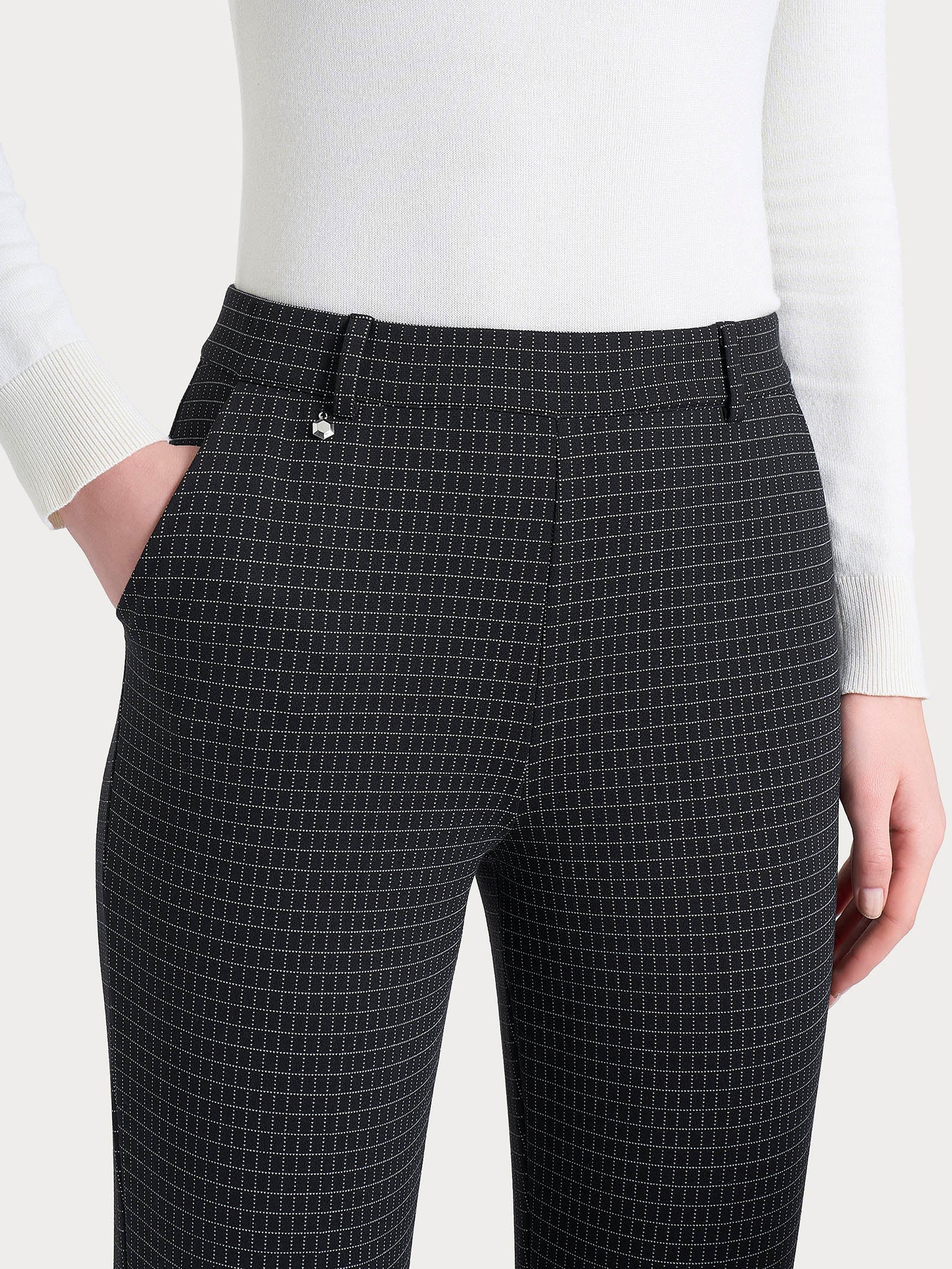 Ragno Pantalone dritto con tasche e fantasia check in Eco Jacquard DR51PP 2510S62