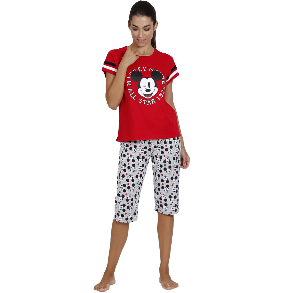 Disney Pigiama a maniche corte + pinocchietto da donna Topolino All Stars 55081 S23