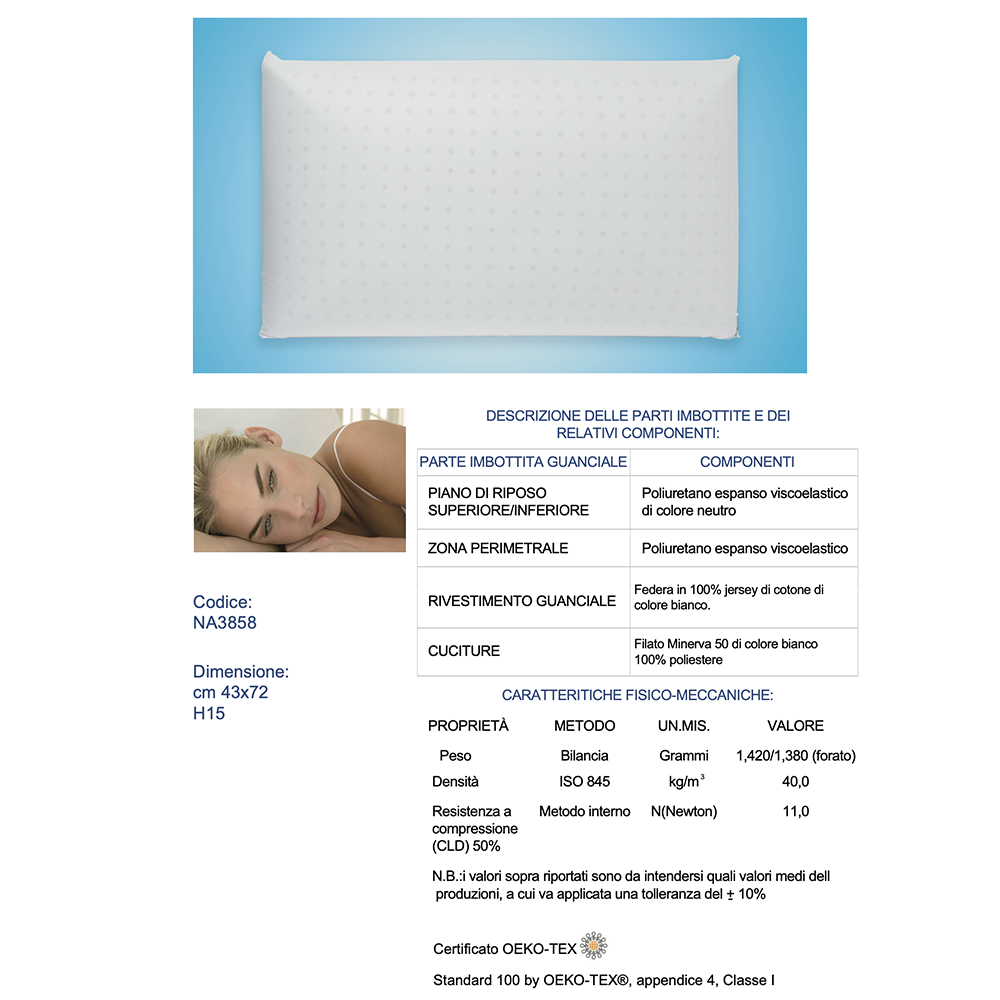 Via Roma 60 Dormirè Guanciale Memory Standard H15 cm NA3858 S32