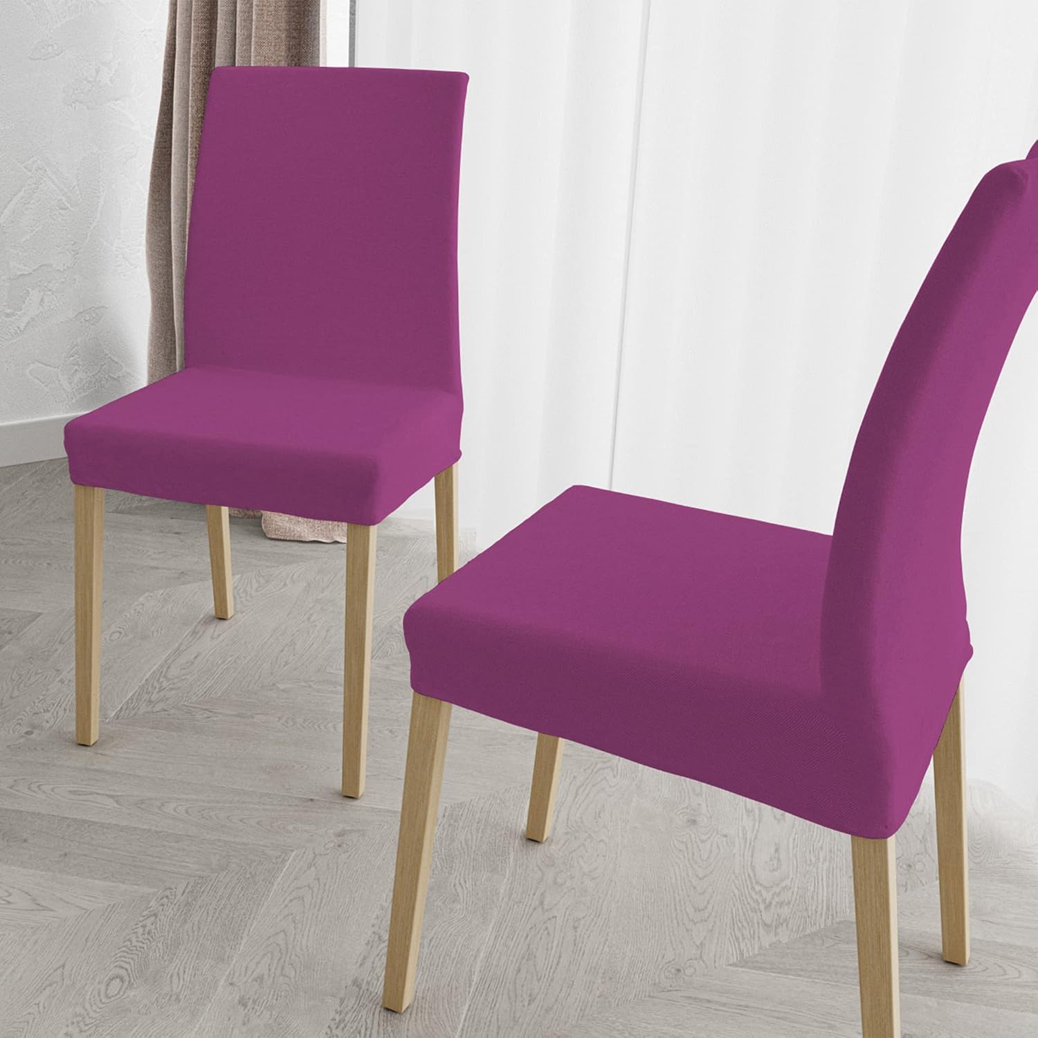 Set of 2 Chair Covers with Backrest in Stretch Fabric B17