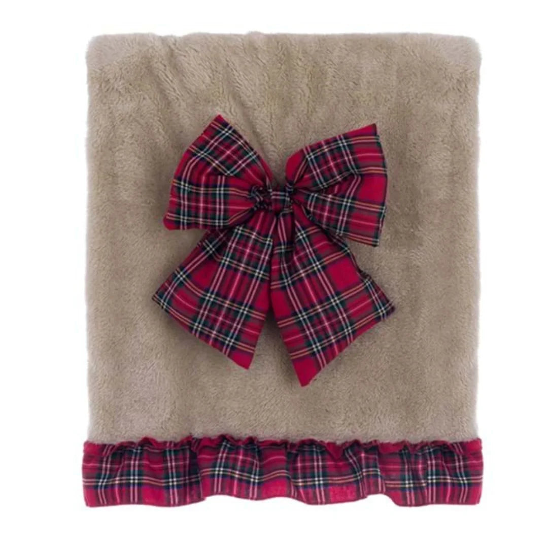 Blanc Mariclò Plaid Scotland Fiocco 140×170cm A38924 Beige