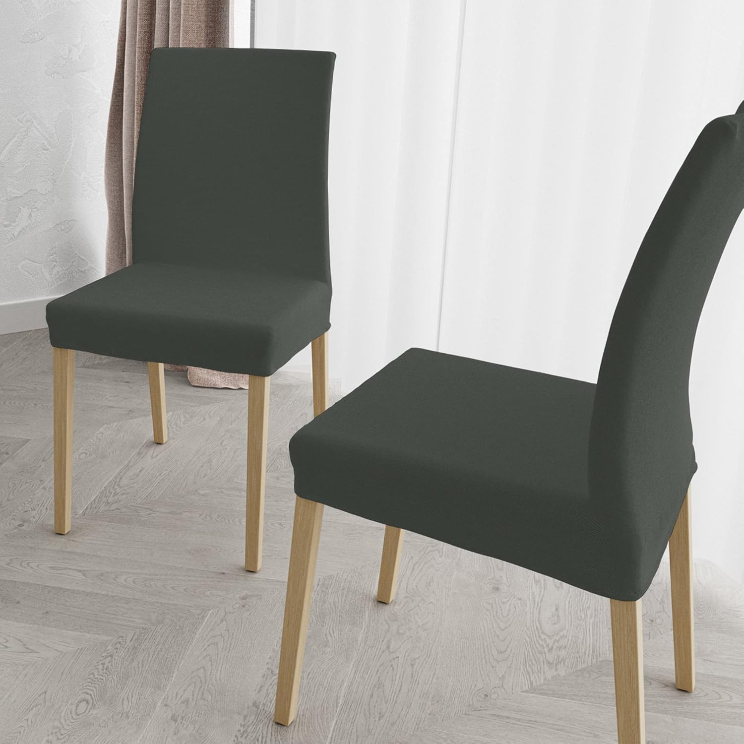 Set of 2 Chair Covers with Backrest in Stretch Fabric B17