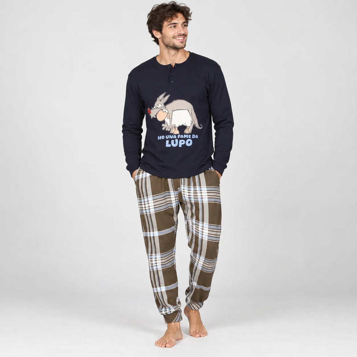 Happy People Pigiama Invernale da Uomo in Caldo Cotone HAL252