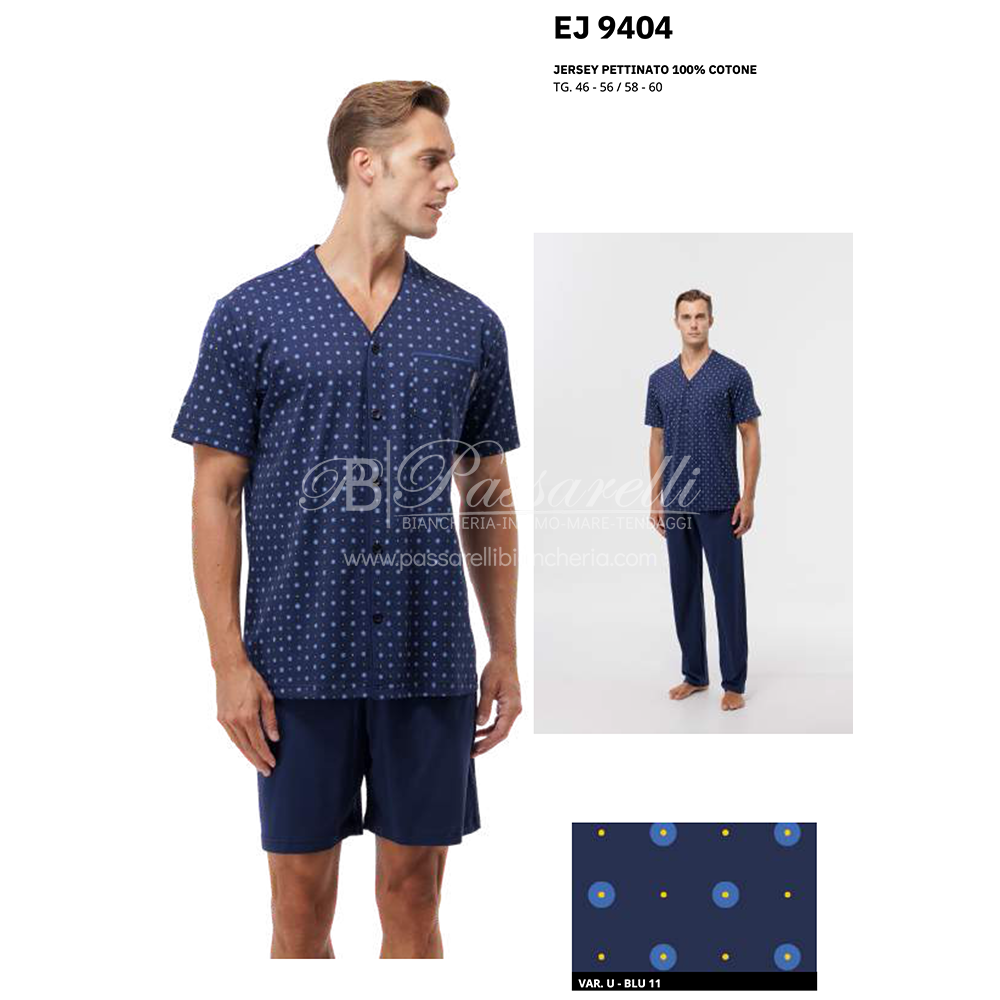 Jamas Pigiama Estivo da Uomo 3 Pezzi Aperto EJ 9404 2504S80