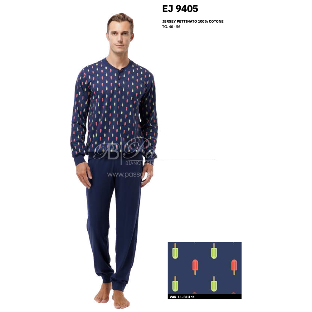 Jamas Pigiama Uomo Cotone Leggero Maniche Lunghe EJ 9405 2504S60