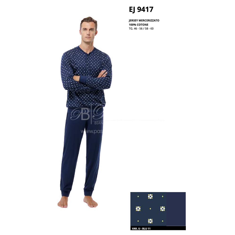 Jamas Pigiama Uomo Cotone Leggero Maniche Lunghe EJ 9417 2504S74