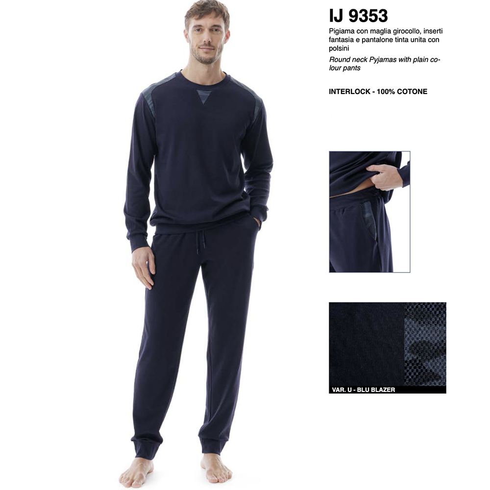 Jamas Pigiama da Uomo in Cotone Caldo IJ 9353 S75