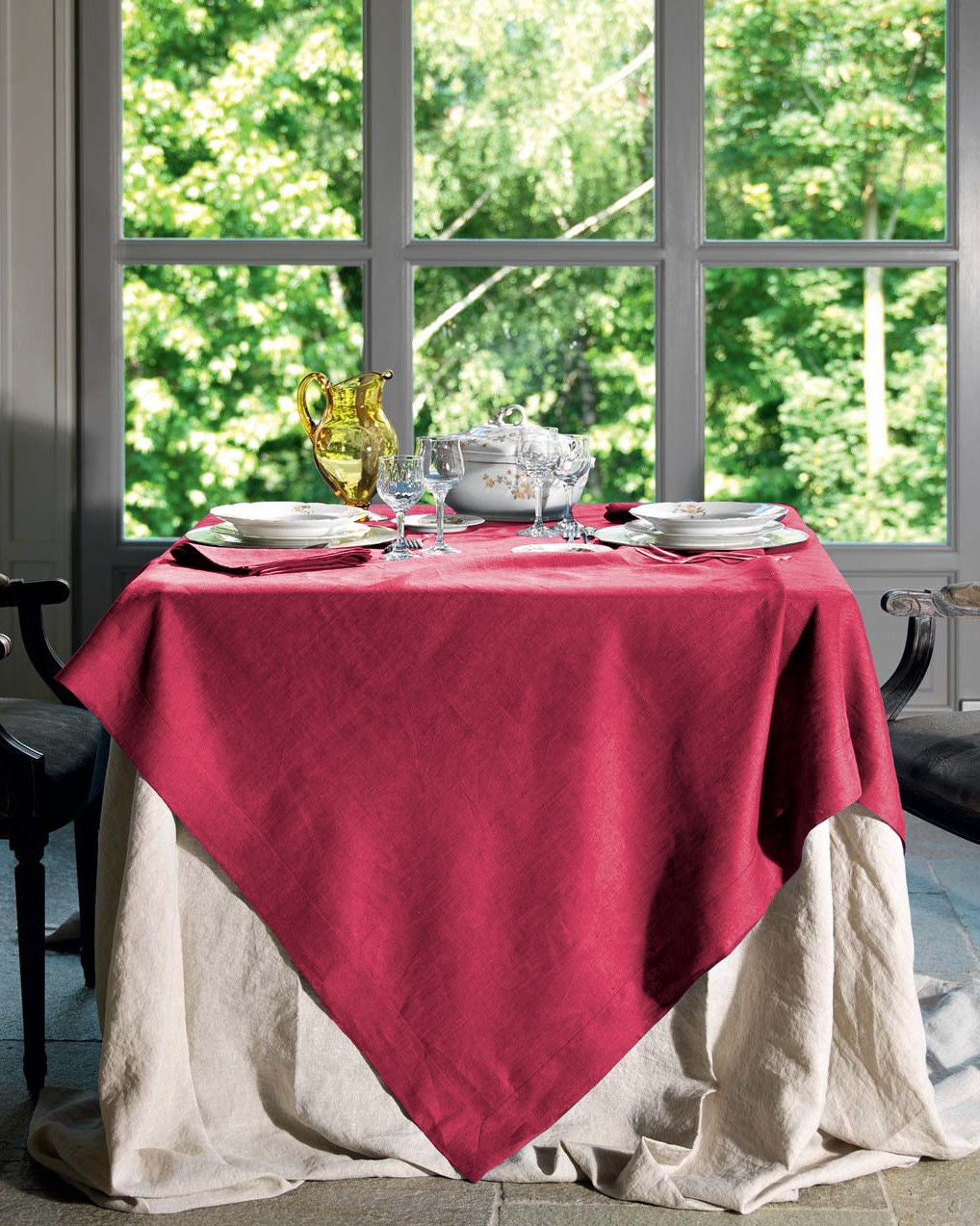 Tessitura Toscana Telerie Servizio in Puro Lino Tinta Unita Tiziano - Varie Dimensioni