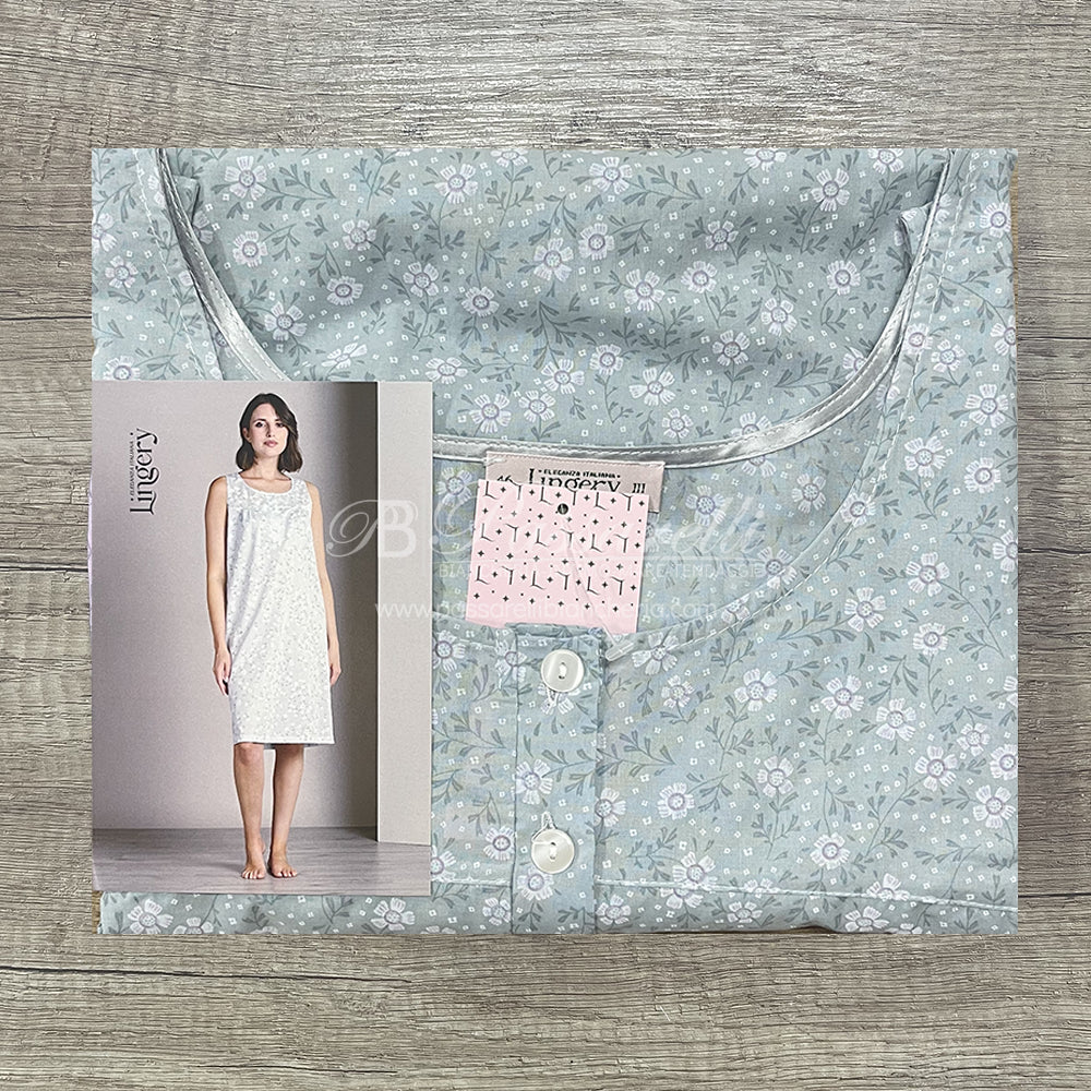 Lingery Camicia da Notte Spalla Larga in Mussola di Cotone 9198 2504S34