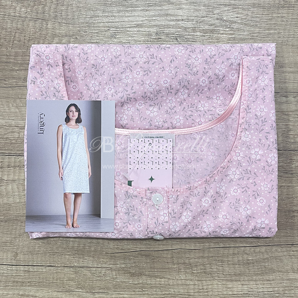 Lingery Camicia da Notte Spalla Larga in Mussola di Cotone 9198 2504S34