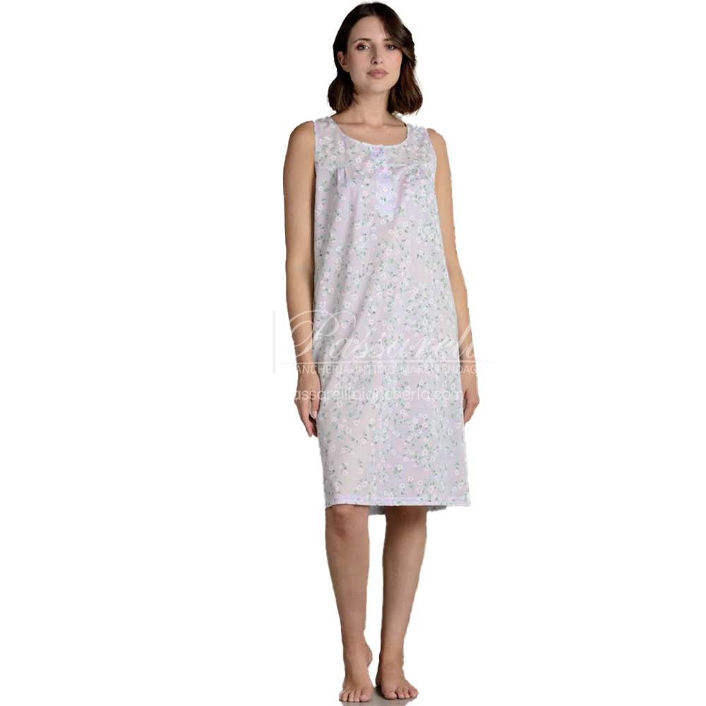 Lingery Camicia da Notte Spalla Larga in Mussola di Cotone 9198 2504S34